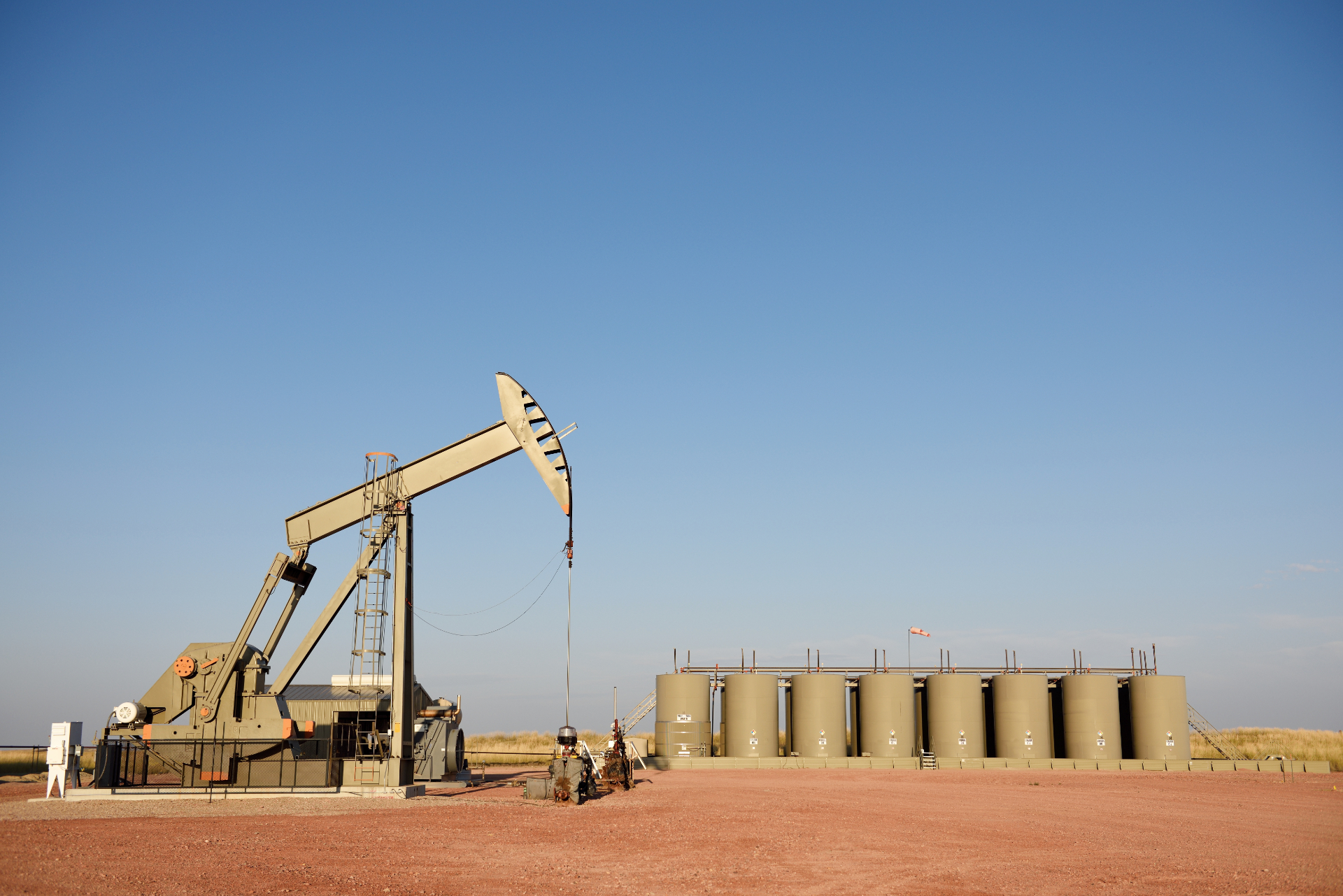 oil well and tank battery in wyoming
