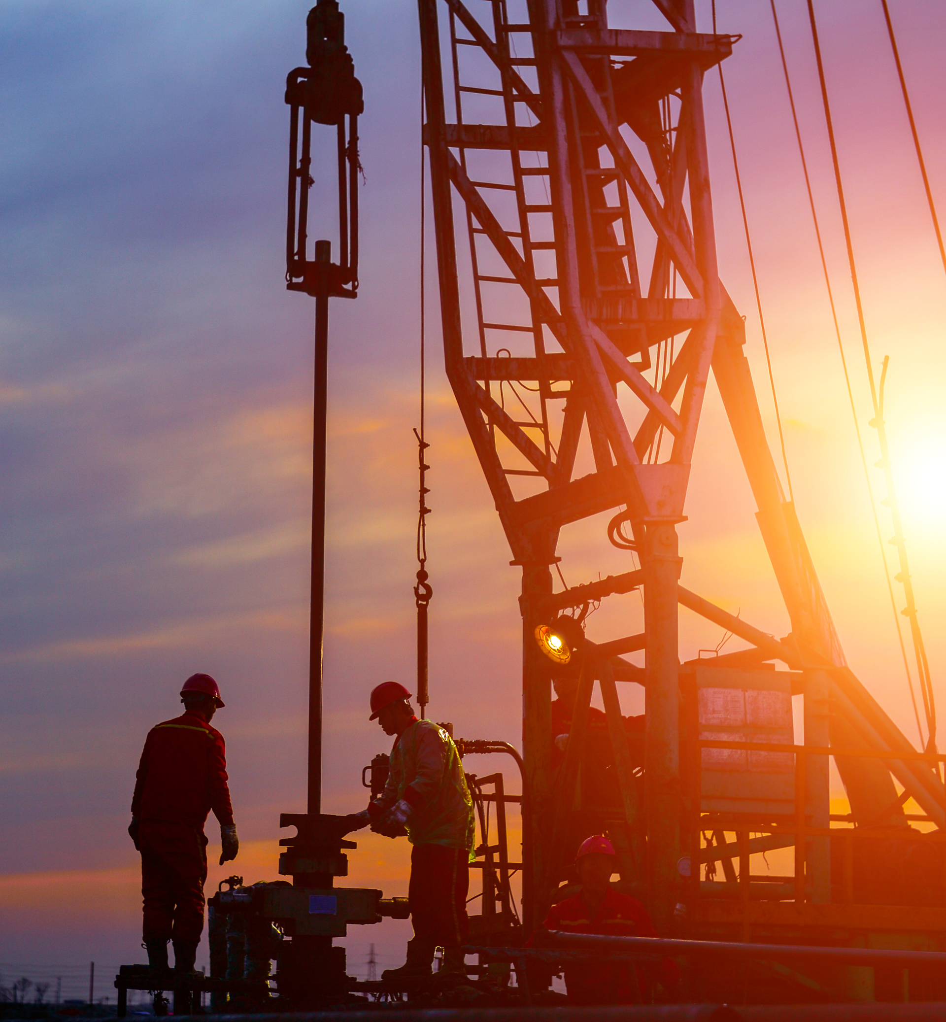 oil rig at sunset